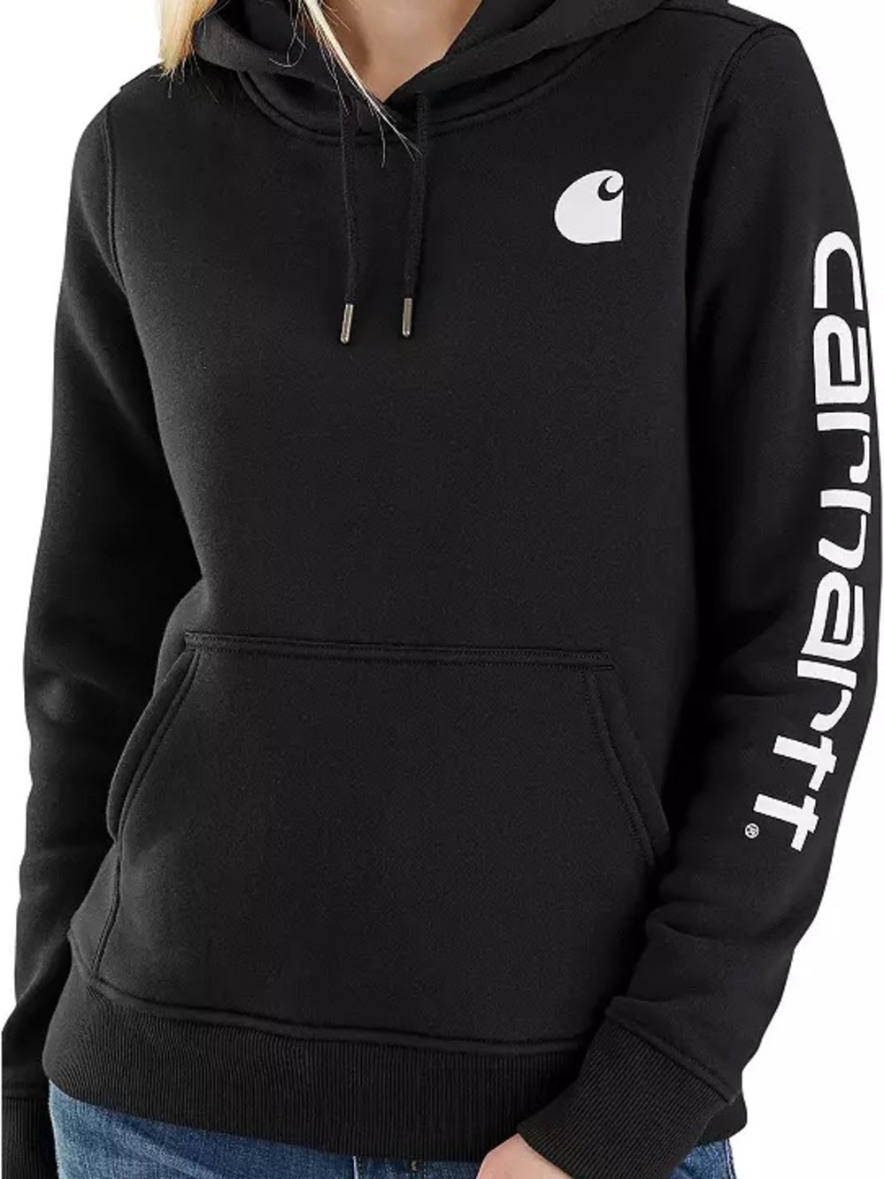 Carhartt Women's Black Logo Hooded Sweatshirt